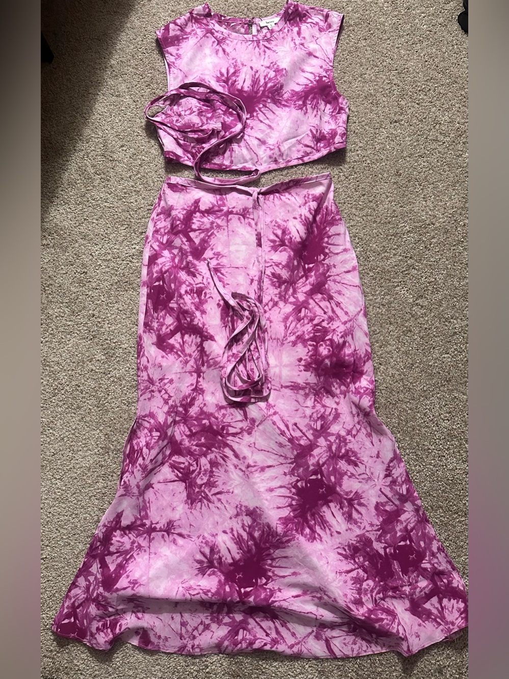 Beivy Pink Tie-Dye Two-Piece Set